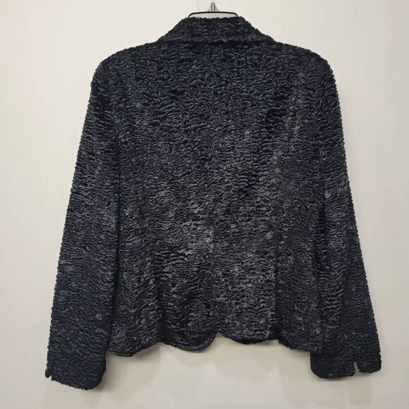 Emma James Jacket SZ 14 Black Crushed Velvet Cropped Whimsygoth Fairy Glam Retro - Picture 2 of 7